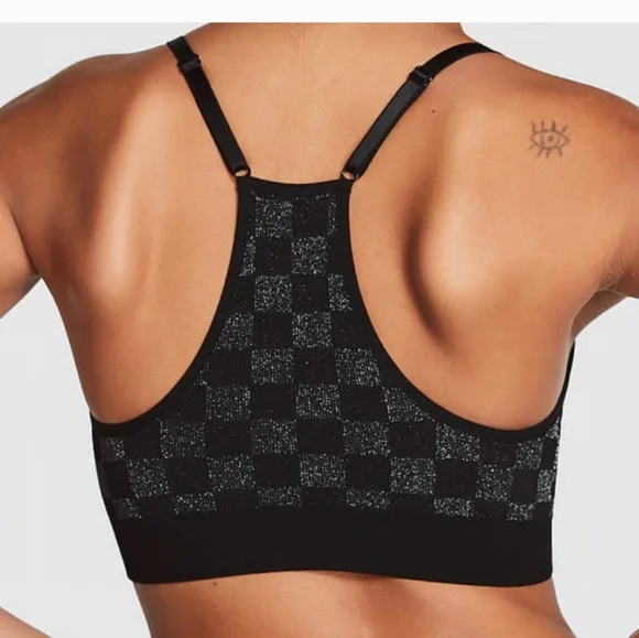 VS PINK SEAMLESS SPARKLE CHECKERED LEGGING AND BRA SET XL - Picture 6 of 8